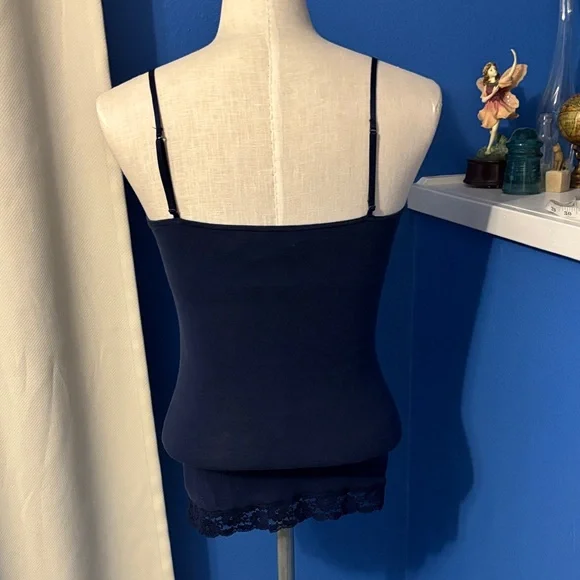 American Eagle Outfitters Navy Lace Trim Tank Top - Picture 2 of 7